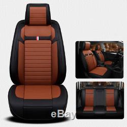 Microfiber Leather Seat Cushion Cover 5 Seats Full Surrounded Black & Orange