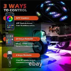 10 Pods LED Rock Light Car ATV Multicolor RGB Underglow Neon Lamp APP RF Control