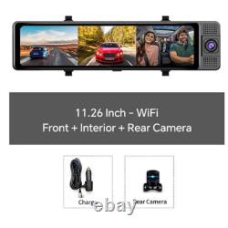 11.26in 3 Lens Dash Cam Car Mirror DVR Video Recorder Front Inside Rear Cameras