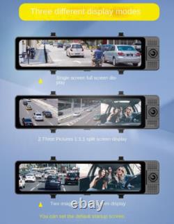 11.26in 3 Lens Dash Cam Car Mirror DVR Video Recorder Front Inside Rear Cameras