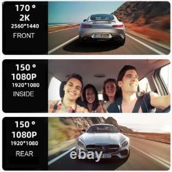 11.26in 3 Lens Dash Cam Car Mirror DVR Video Recorder Front Inside Rear Cameras
