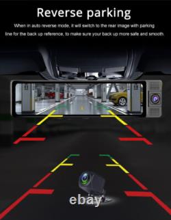 11.26in 3 Lens Dash Cam Car Mirror DVR Video Recorder Front Inside Rear Cameras