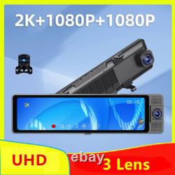 11.26in 3 Lens Dash Cam Car Mirror DVR Video Recorder Front Inside Rear Cameras