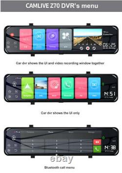 12 Inch 4G WiFi Android 8.1 Car DVR GPS Dual Lens Rearview Mirror Dash Camera