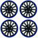 14 Inch Lightening Sports Wheel Cover Trim Set Black With Blue Ring Rims (4Pcs)