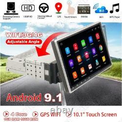 1Din 10.1 Android 9.1 Car Stereo Radio GPS NAV Universal Adjustable Mirror Link