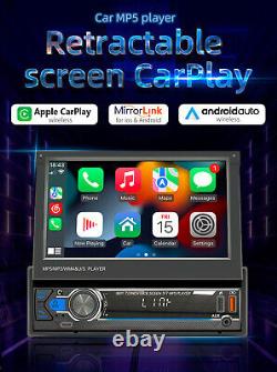 1Din Car Radio Bluetooth Head Unit Screen Video Player CarPlay Android Auto USB