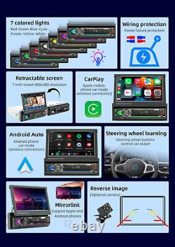 1Din Car Radio Bluetooth Head Unit Screen Video Player CarPlay Android Auto USB