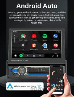 1Din Car Radio Bluetooth Head Unit Screen Video Player CarPlay Android Auto USB