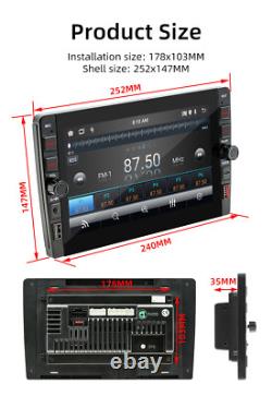2 Din Car Stereo Radio Bluetooth FM GPS Navigation Multimedia Player WithRear Cam