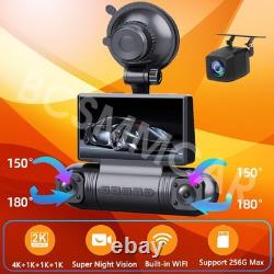 2K HD Car DVR 4 Cameras 3 LCD Screen WIFI Dash Cam Night Vision For Taxi Driver