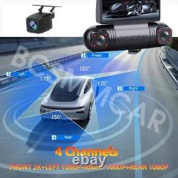 2K HD Car DVR Camera Video Recorder 4 Lens Dash Cam G-senor Loop Recording 170°