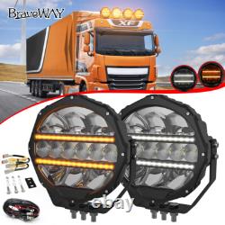 2X Fit Scania Volvo DAF MAN Truck 24v 9 Round Full Led Spot Fog Drl SpotLight