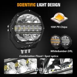 2X Fit Scania Volvo DAF MAN Truck 24v 9 Round Full Led Spot Fog Drl SpotLight