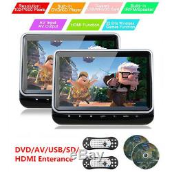 2pcs 10.1'' Car Headrest DVD Player HD LED TFT Screen Touch Buttons HDMI Port