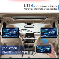 2x 14'' Headrest TV Monitor 2+32GB Bluetooth WIFI 4K Rotatable Screen Octa-core
