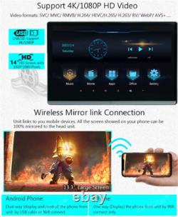 2x 14'' Headrest TV Monitor 2+32GB Bluetooth WIFI 4K Rotatable Screen Octa-core