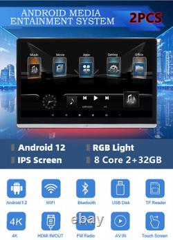 2x 14'' Headrest TV Monitor 2+32GB Bluetooth WIFI 4K Rotatable Screen Octa-core