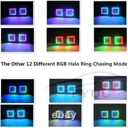 2x 72W Led Work Light Bar 3X 3 Spot Pods RGB Halo Angel Eyes Changing Remote