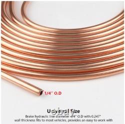 3x 25Ft Coil Roll Iron Plating Copper Brake Line Tubing Kit with48 Fittings 1/4OD