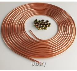 3x 25Ft Coil Roll Iron Plating Copper Brake Line Tubing Kit with48 Fittings 1/4OD