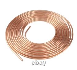 3x 25Ft Coil Roll Iron Plating Copper Brake Line Tubing Kit with48 Fittings 1/4OD