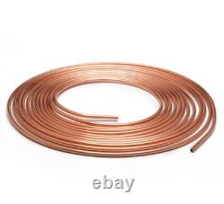 3x 25Ft Coil Roll Iron Plating Copper Brake Line Tubing Kit with48 Fittings 1/4OD