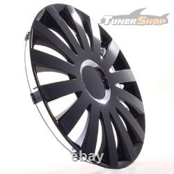4 Hub Caps 14 Inch Wheel Trims Covers Sail Black schwarz for Citroen Ford Lancia