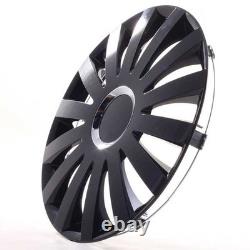 4 Hub Caps 14 Inch Wheel Trims Covers Sail Black schwarz for Citroen Ford Lancia