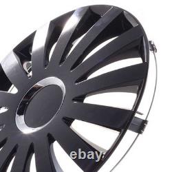4 Hub Caps 14 Inch Wheel Trims Covers Sail Black schwarz for Citroen Ford Lancia