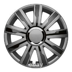 4x Wheel Trims 14 Inch Hub Caps Covers Mirage 5 grey/black for Citroen Ford La