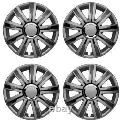 4x Wheel Trims 14 Inch Hub Caps Covers Mirage 5 grey/black for Citroen Ford La