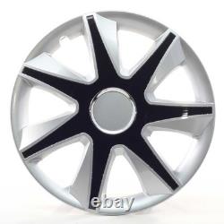 4x Wheel Trims 14 Inch Hub Caps Covers Run IV silber / schwarz for Citroen For
