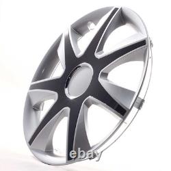 4x Wheel Trims 14 Inch Hub Caps Covers Run IV silber / schwarz for Citroen For