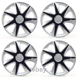 4x Wheel Trims 14 Inch Hub Caps Covers Run IV silber / schwarz for Citroen For