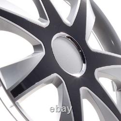 4x Wheel Trims 14 Inch Hub Caps Covers Run IV silber / schwarz for Citroen For