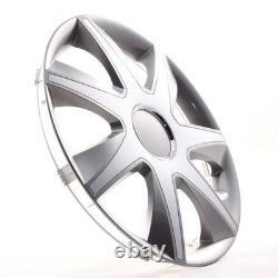 4x Wheel Trims 15 Inch Hub Caps Covers Run I grau / silber for Citroen Ford La