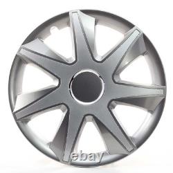 4x Wheel Trims 15 Inch Hub Caps Covers Run I grau / silber for Citroen Ford La