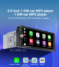6.9in Single 1 Din Car Radio Stereo For Apple Carplay Android Auto BT FM 2+32G