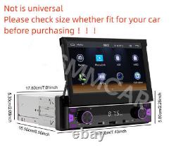 7in Car MP5 Player Stereo Radio Bluetooth Retractable Screen For Apple Carplay