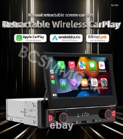 7in Car MP5 Player Stereo Radio Bluetooth Retractable Screen For Apple Carplay
