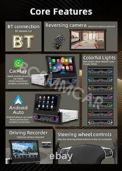 7in Car MP5 Player Stereo Radio Bluetooth Retractable Screen For Apple Carplay