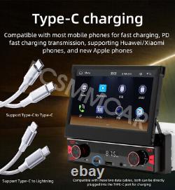 7in Car MP5 Player Stereo Radio Bluetooth Retractable Screen For Apple Carplay