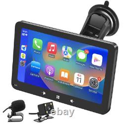 7in Portable Monitor Car Stereo Radio Video Player FM BT WIFI CarPlay withCamera