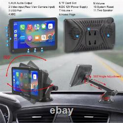 7in Portable Monitor Car Stereo Radio Video Player FM BT WIFI CarPlay withCamera