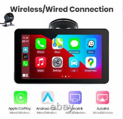7in Touch Screen Monitor Wireless Carplay Android Car GPS Radio WithRear Camera