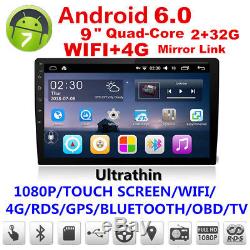 9 Android 6.0 Double 2Din Car Stereo Radio MP5 Player GPS Wifi 4G No DVD 2+32G