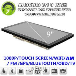 Android 8.1 4 Core Ultra-Thin 9 Car Stereo Radio GPS DAB Mirror Link OBD WiFi