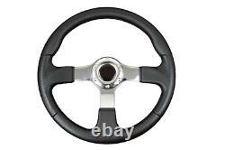 BLACK CHROME F2 350mm AFTERMARKET SPORTS STEERING WHEEL 6x70mm