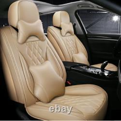 Beige Deluxe Edition Seat Cushion PU Leather Car Seat Covers For Four Seasons